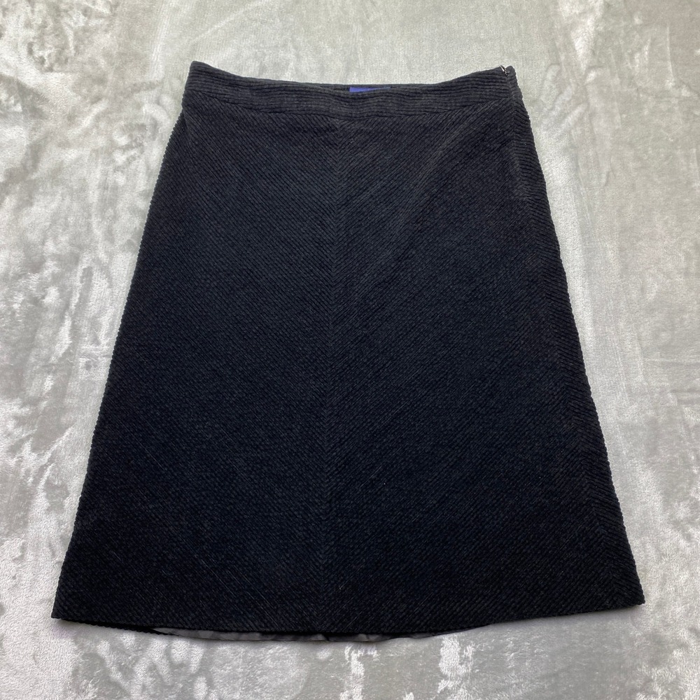 INCOTEX Venezia 1951 Black Corduroy A-Line Skirt High Comfort Italy Sz‎ 44